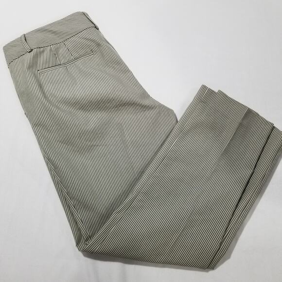 Norma Kamali Pants 8 Black Straw Stripe Crop Ankle Flat Front - Picture 4 of 12